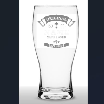 Bierglas in 2 Varianten, Transparentes Kristallglas, 500ml Fassungsvermögen, mit Lasergravur gestalten