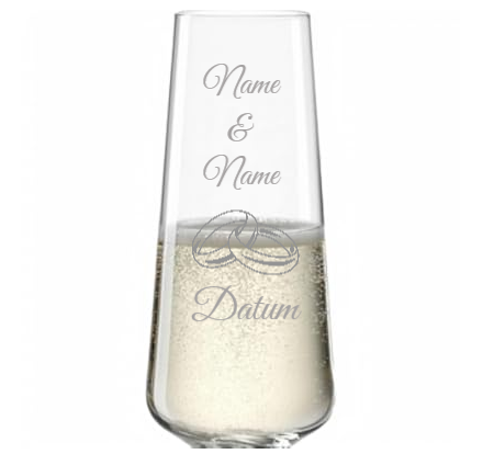 Leonardo Home Sekt-Gläser personalisieren,verschiedene Varianten, 2 Stück, 220 ml Champagnergläser mit Gravur, Namen und Datum, Hochzeitsgeschenk für Paare