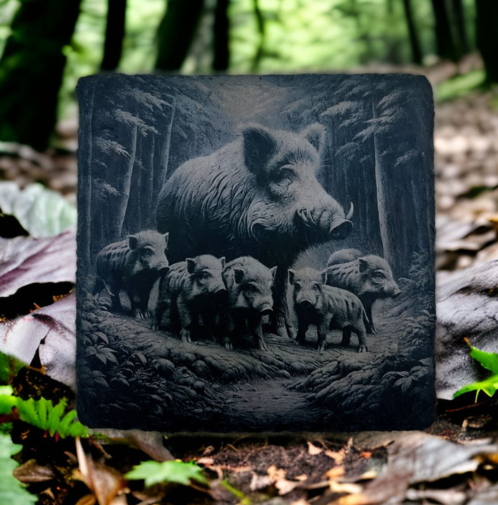 Schieferuntersetzer mit glatten Kanten 10x10 cm mit Motiv