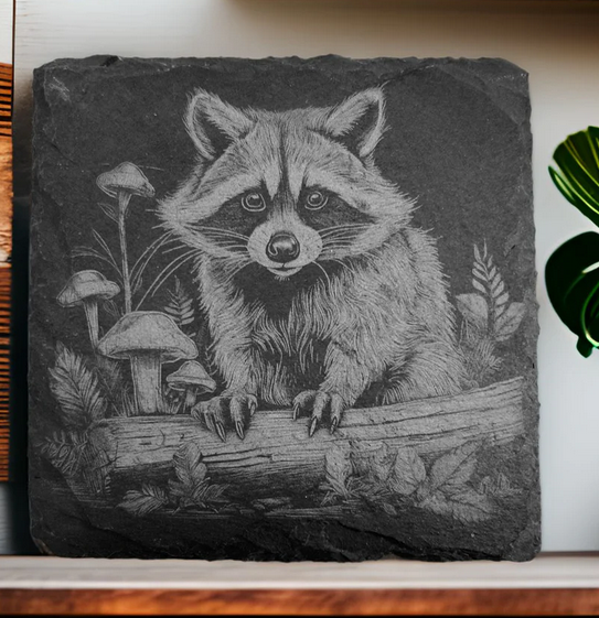 Schieferuntersetzer mit glatten Kanten 10x10 cm mit Motiv