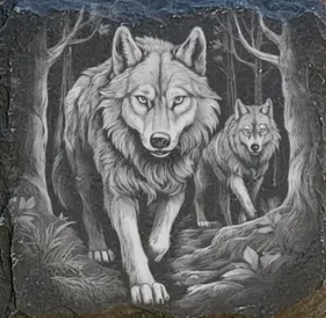 Schieferuntersetzer mit glatten Kanten 10x10 cm mit Motiv