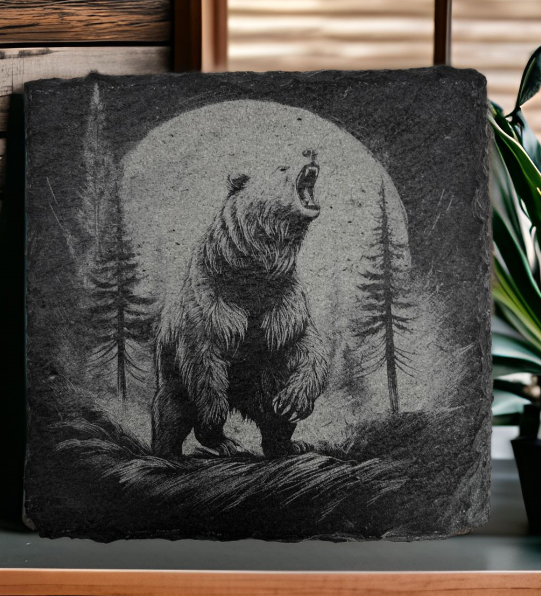 Schieferuntersetzer mit glatten Kanten 10x10 cm mit Motiv