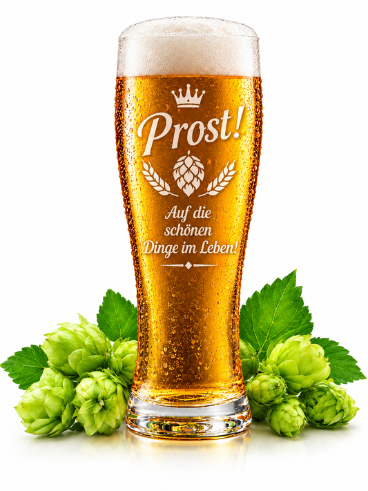 Modernes Bierglas, hochwertige Gravur mit UV Laser, Transparentes Kristallglas, 500ml Fassungsvermögen, elegante Tulpenform, Geschenkidee